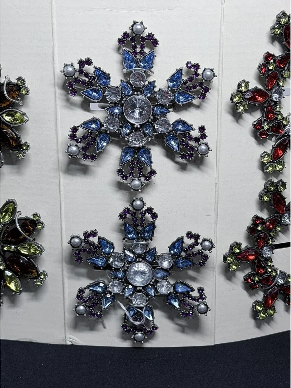 Pottery Barn Set 6 rhinestone Snowflake Napkin Rings Christmas Holiday vintage